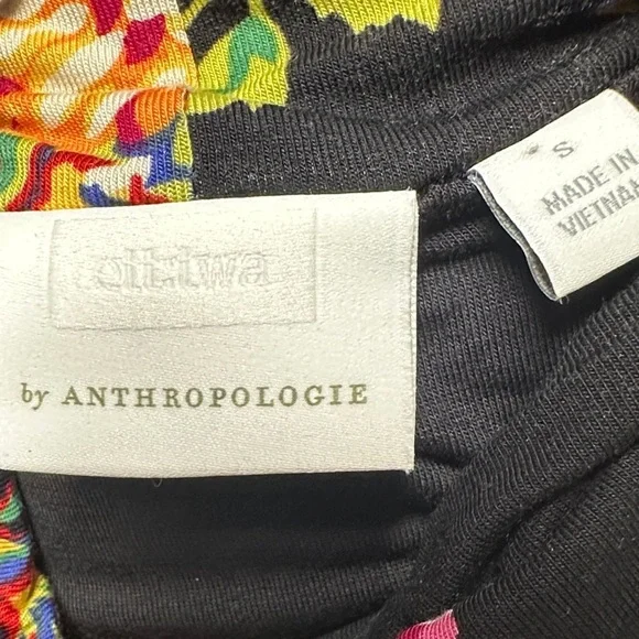 Anthropologie ett:twa Coreyell Black Floral Turtleneck Short Sleeve Dress S - Picture 3 of 6